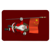 Magnet Flexible Le Père Noël Avec Drapeau De Chine (Horizontal)
