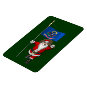 Magnet Flexible Le Père Noël Avec L'Ensigne Du Dakota Du Nord