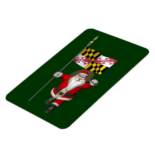 Magnet Flexible Le Père Noël Avec L'Ensigne Du Maryland (Côté Gauche)
