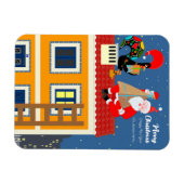 Magnet Flexible Le Père Noël rencontre le Coq portugais (Horizontal)