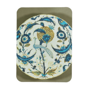 Magnet Flexible Le plat d'Iznik peint avec un paon était perché