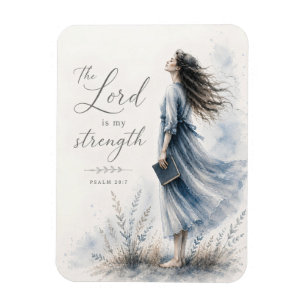 Magnet Flexible Le Seigneur est ma force Psaume 28:7 Aquarelle