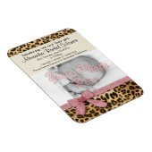 Magnet Flexible Leopard Rose Bow Girl Baby Faire-part de naissance (Côté Droit)