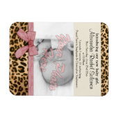 Magnet Flexible Leopard Rose Bow Girl Baby Faire-part de naissance (Horizontal)