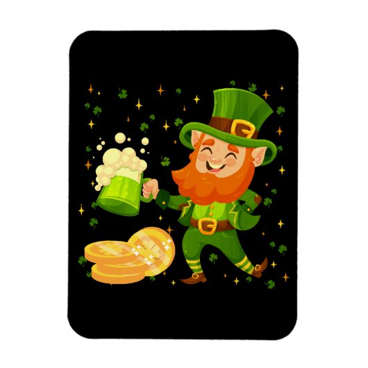 Magnet Flexible Leprechaun Boire Bière St. Patrick's Day (Vertical)