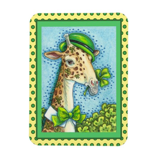 MAGNET FLEXIBLE LEPRECHAUN GIRAFFE, COLORÉ ST. JOUR DE PATRICK (Vertical)