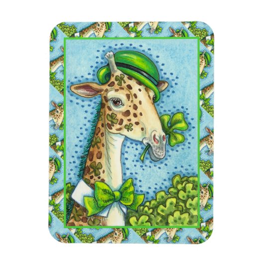 MAGNET FLEXIBLE LEPRECHAUN GIRAFFE, COLORÉ ST. JOUR DE PATRICK (Vertical)