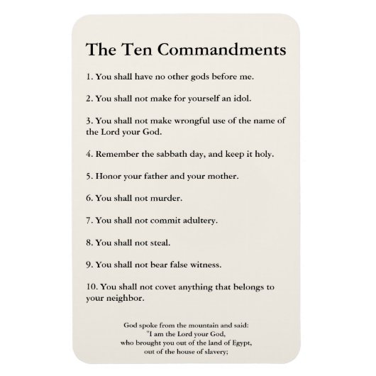 Magnet Flexible Les 10 commandements méthodiste à la maison et au (Vertical)