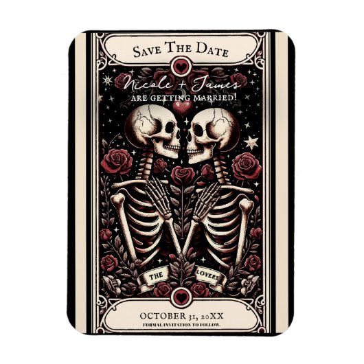 Magnet Flexible LES AMOUREUX Tarot Skeleton Love Enregistrer la da (Vertical)