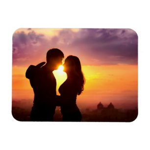 Magnet Flexible Les couples silhouettent au coucher du soleil