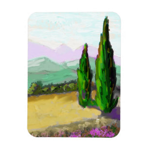 Magnet Flexible Les deux cyprés en Provence, Vaucluse.