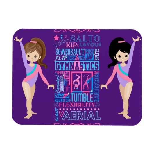 Magnet Flexible Les filles gymnastiques compétences Mots de la gym (Horizontal)
