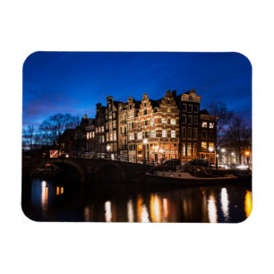 Magnet Flexible Les maisons du canal d'Amsterdam la nuit