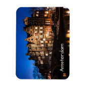 Magnet Flexible Les maisons du canal d'Amsterdam la nuit (Vertical)