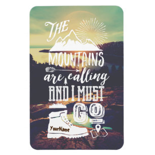 Magnet Flexible Les montagnes appellent la typographie Votre photo