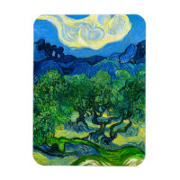 Les oliviers de Van Gogh dans un paysage montagneu