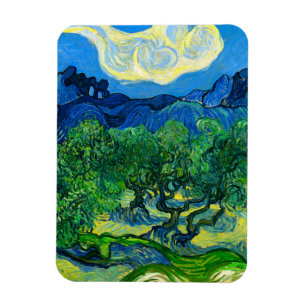Magnet Flexible Les oliviers de Van Gogh dans un paysage montagneu