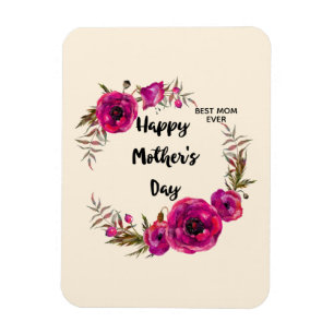 Magnet Flexible Les pavots rose Fuchsia Meilleure Maman Jamais - F