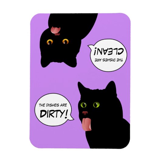 Magnet Flexible Les plats Pop Art sont propres / sale Chat (Vertical)