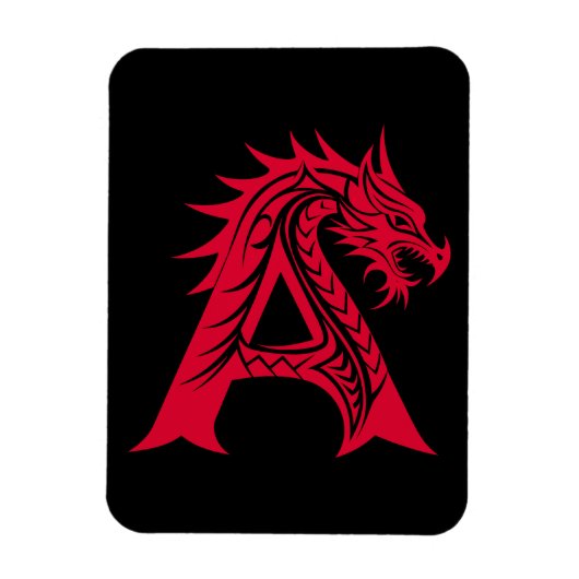 Magnet Flexible Lettre A de style dragon, alphabet du dragon, mono (Vertical)