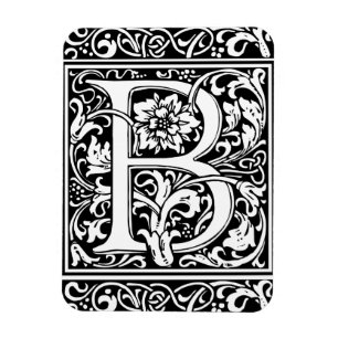 Magnet Flexible Lettre B Monogramme Médiéval Initiale Vintage