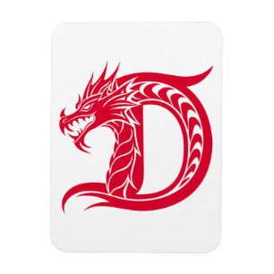 Magnet Flexible Lettre D de style dragon, alphabet du dragon, mono