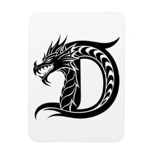 Magnet Flexible Lettre D de style dragon, alphabet du dragon, mono