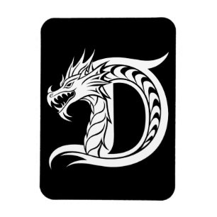 Magnet Flexible Lettre D de style dragon, alphabet du dragon, mono