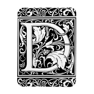 Magnet Flexible Lettre D Monogramme Art Nouveau Médiéval
