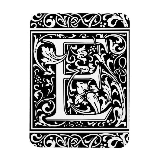 Magnet Flexible Lettre E Monogramme médiéval Art Nouveau (Vertical)