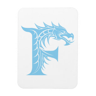 Magnet Flexible Lettre F de style dragon, alphabet du dragon, mono