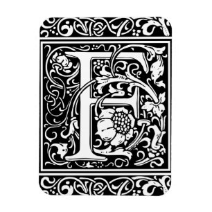 Magnet Flexible Lettre F Monogramme médiéval Art Nouveau