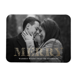Magnet Flexible Lettre Florale de Vacances d'Hiver Doré Joyeux Pho