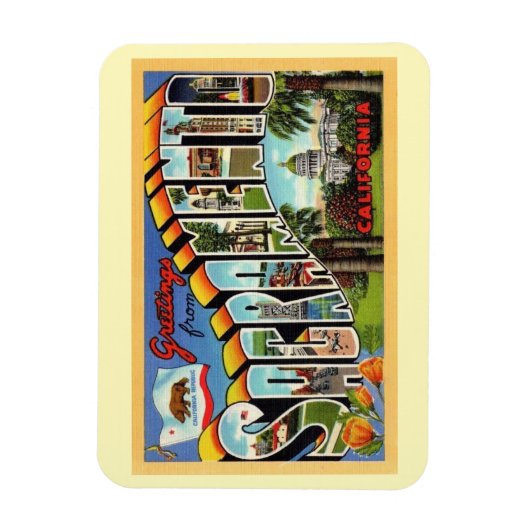 Magnet Flexible LETTRE GRANDE SALUT Sacramento Californie (Vertical)