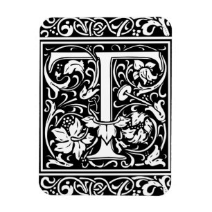 Magnet Flexible Lettre T Monogramme Art Nouveau Médiéval