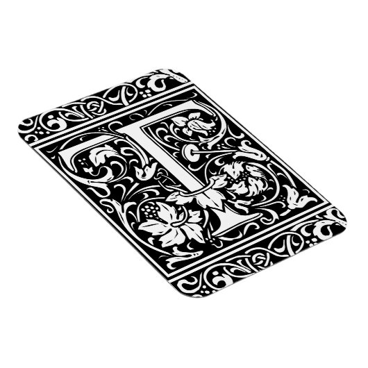 Magnet Flexible Lettre T Monogramme médiéval Art Nouveau (Côté Droit)