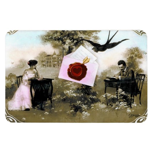 MAGNET FLEXIBLE LETTRE VALENTINE ROMANTIQUE, SCEAU DE CIRE ROUGE (Horizontal)