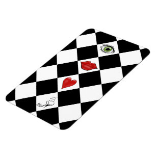 Magnet Flexible lèvres d'art populaire en damier noir et blanc