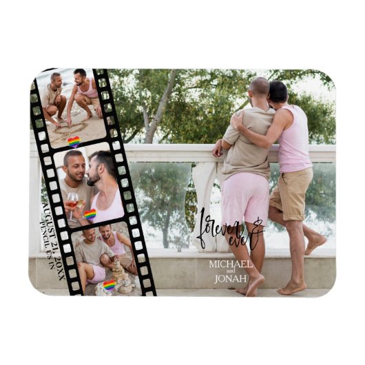 Magnet Flexible LGBTQ 4 PHOTO Filmstrip Enregistrer la date (Horizontal)