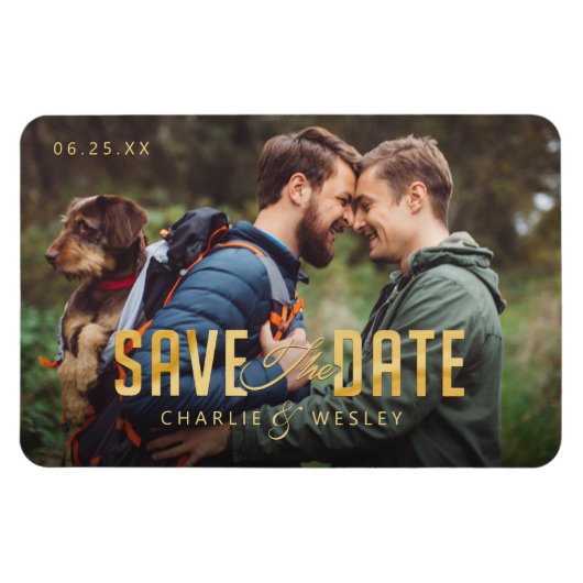 Magnet Flexible LGBTQ Simple Traditionnel Enregistrer la Date avec (Horizontal)