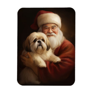 Magnet Flexible Lhasa Apso Avec Noël Festif Du Père Noël