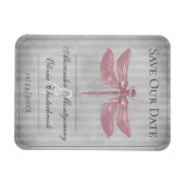 Magnet Flexible Libellule Bijou Rose Enregistrer la Date (Horizontal)
