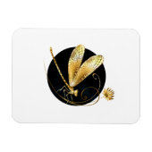 Magnet Flexible libellule d'or en cercle noir (Horizontal)