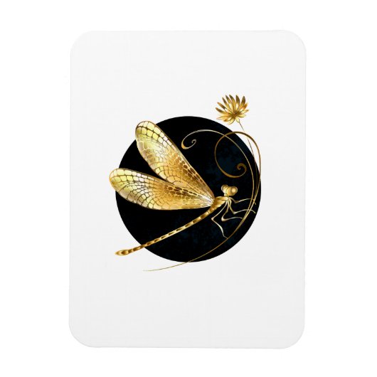 Magnet Flexible libellule d'or en cercle noir (Vertical)
