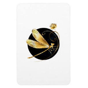 Magnet Flexible libellule d'or en cercle noir