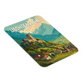 Magnet Flexible Liechtenstein Illustration Travel Art Vintage (Côté Droit)