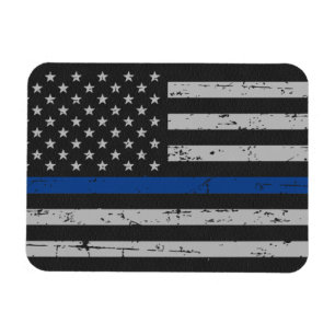 Magnet Flexible Ligne Bleue Mince - Officier de Police - Drapeau A