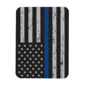 Magnet Flexible Ligne Bleue Mince - Officier de Police - Drapeau A (Vertical)