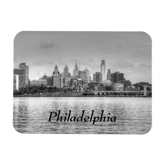 Magnet Flexible Ligne d'horizon Philadelphie en noir et blanc (Horizontal)