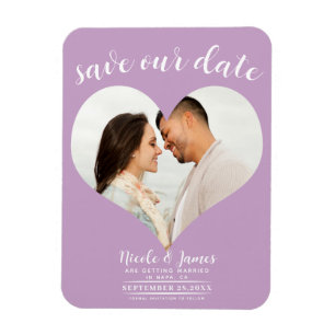 Magnet Flexible Lilac Purple Heart Photo Mariage Enregistrer la da